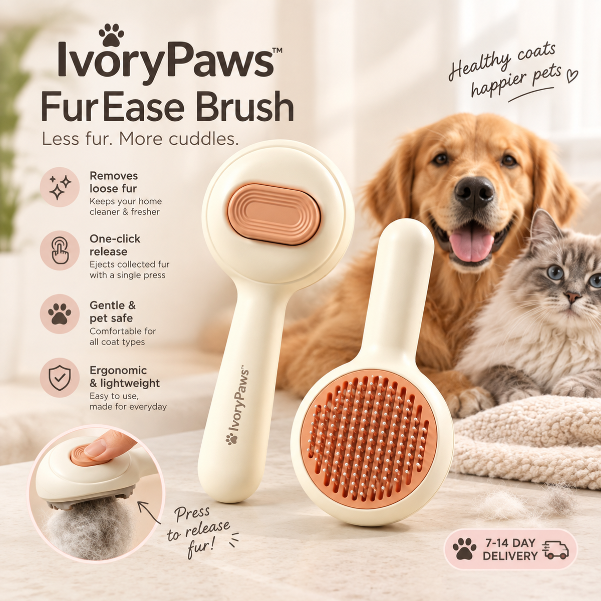 IvoryPaws™ FurEase Brush